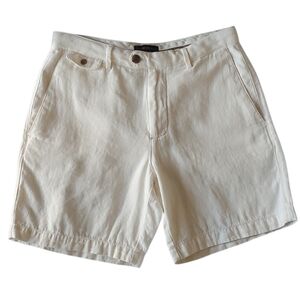Banana Republic Linen Cotton Bermuda Shorts Pockets Cream Ivory Off White